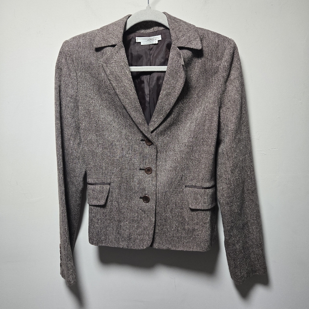 To The Max Wool Blend Brown Blazer Suit Jacket Size 6 Career Wear Business